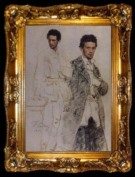 framed  Ilia Efimovich Repin In Binte cuts the portrait, ta009-2